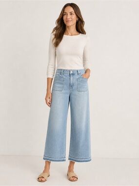 J.Jill Denim High-Rise Full-Leg Cropped Jeans Women’s 10 Light Wash Patch Pocket